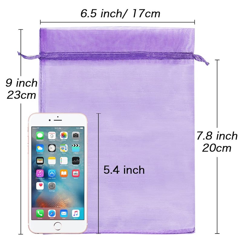 HRX Package 100pcs Organza Bags 6 x 9 inches, Purple Large Mesh Gift Drawstring Bags for Christmas Wedding Shower Party Favors Jewelry Samples - Image 3